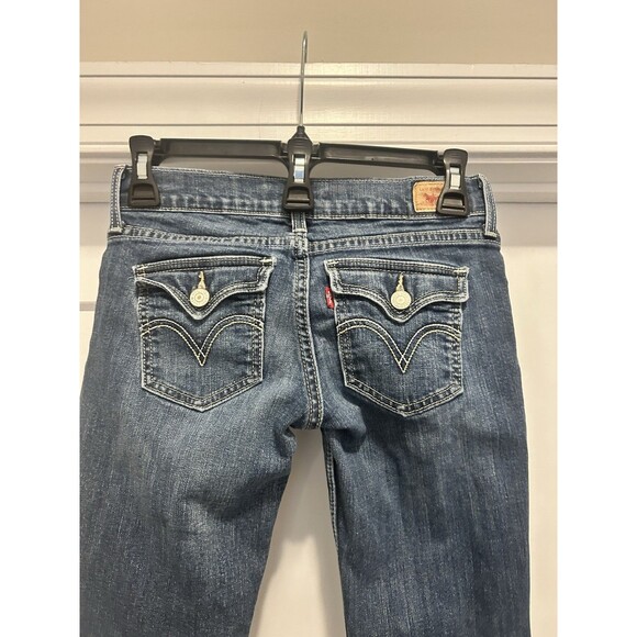 Levi's 524 too superlow Bootcut Dark Wash Women’s Blue Jeans Denim Size 0 Y2K - Picture 9 of 10